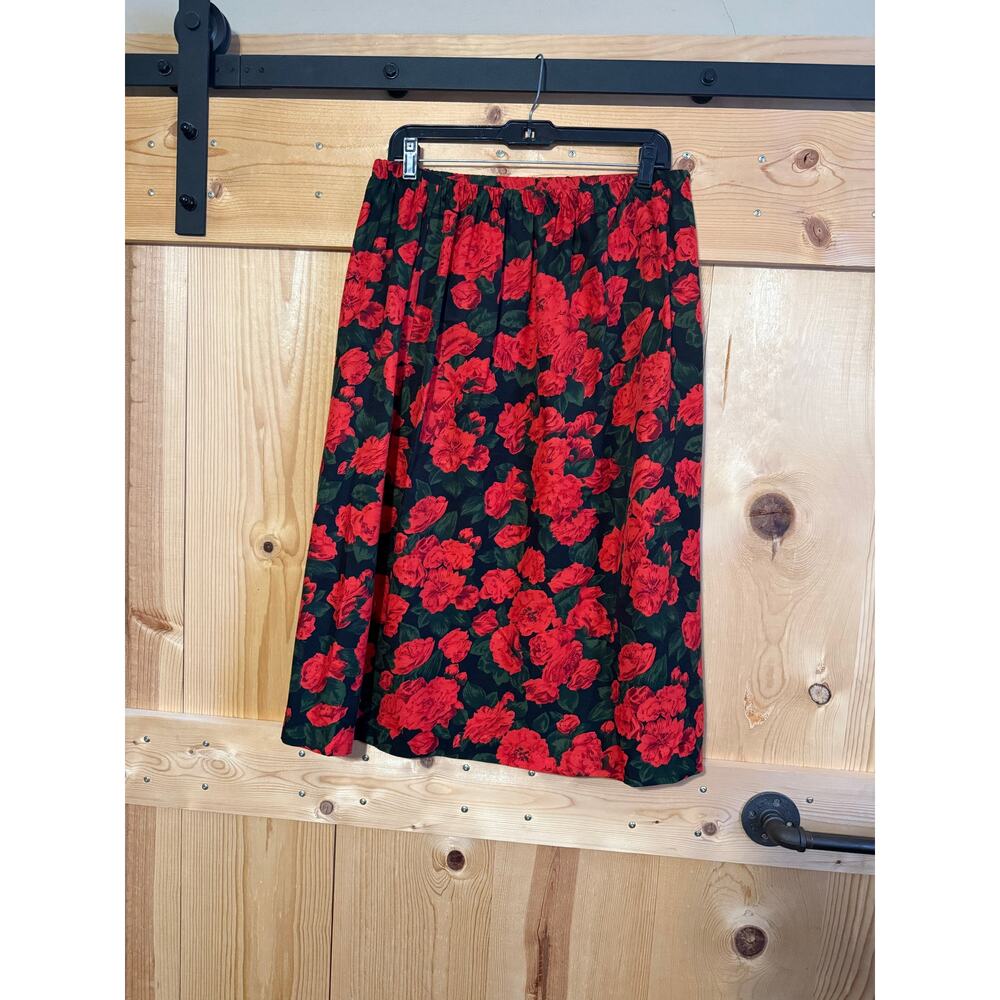 Vintage IFI Red Floral Maxi Shirt Size 13/14 L